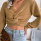 Twisted Front Long Sleeve Cropped Sweater