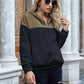 Pocketed Color Block Quarter Zip Hoodie