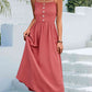 Decorative Button Spaghetti Strap Midi Dress