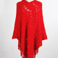 Fringe Openwork Surplice Cape Sleeve Poncho
