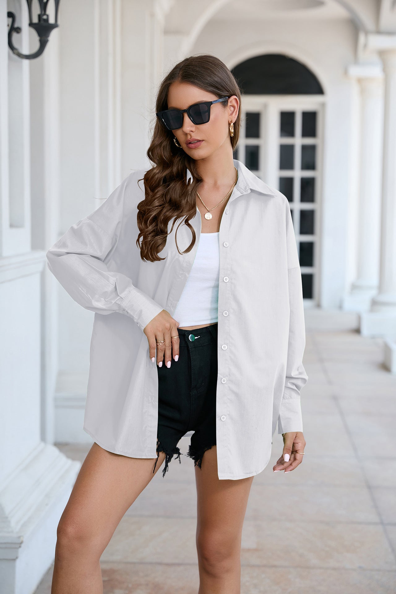 Full Size Dropped Shoulder Longline Shirt