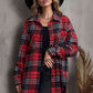 Plaid Collared Neck Button Up Jacket with Pockets