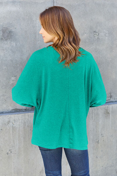 Double Take Full Size Round Neck Long Sleeve T-Shirt *