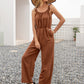 Round Neck Sleeveless Jumpsuit with Pockets