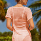 Round Neck Short Sleeve Sheer Cover-Up