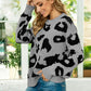 Drop Shoulder Leopard Pullover Sweater