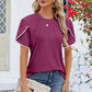Round Neck Petal Sleeve T-Shirt