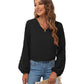 Full Size Swiss Dot Balloon Sleeve Blouse