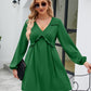 SO YOU Full Size Frill Trim V-Neck Long Sleeve Dress