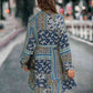 Printed Tie Front Flounce Sleeve Dress