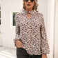 Floral Print Long Sleeve Mock Neck Blouse