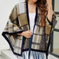 One Size Cloak Sleeve Fringe Detail Poncho