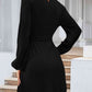 Round Neck Tie Front Long Sleeve Dress