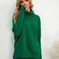 Slit Turtleneck Dropped Shoulder Sweater