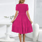 Smocked Tie Front Short Sleeve Tiered Dress