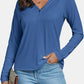 Decorative Button V-Neck Long Sleeve T-Shirt