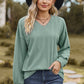 Textured V-Neck Dropped Shoulder T-Shirt