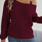 Allissa Asymmetrical Neck Cold Shoulder Long Sleeve Sweater