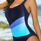 LUNA CLOE' Full Size V-Neck Sleeveless Printed One-piece Swimwear