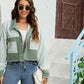 Color Block Crop Jacket with Pockets