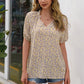 Floral Notched Short Sleeve Blouse