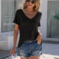 Lace Detail V-Neck Short Sleeve T-Shirt