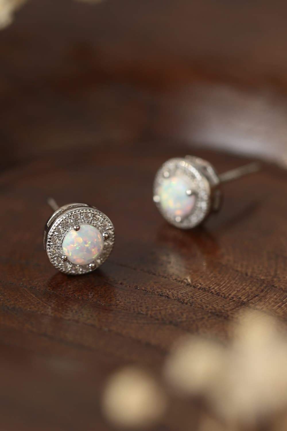 Women's Opal 4-Prong Round Stud Earrings