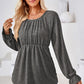 Ruched Round Neck Flounce Sleeve Blouse