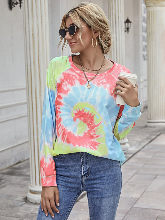 Beauteous Full Size Printed Round Neck Raglan Sleeve Tee