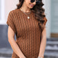 Cable-Knit Round Neck Cap Sleeve Sweater