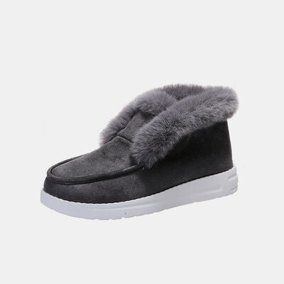 Toshia Lynn Furry Suede Ankle Snow Boots