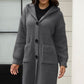 Button Up Long Sleeve Hooded Cardigan with Pockets