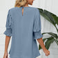Frill Round Neck Lantern Sleeve T-Shirt
