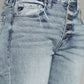Kancan High Waist Button Fly Raw Hem Cropped Straight Jeans