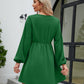 SO YOU Full Size Frill Trim V-Neck Long Sleeve Dress