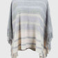 One Size Striped Boat Neck Poncho with Fringes