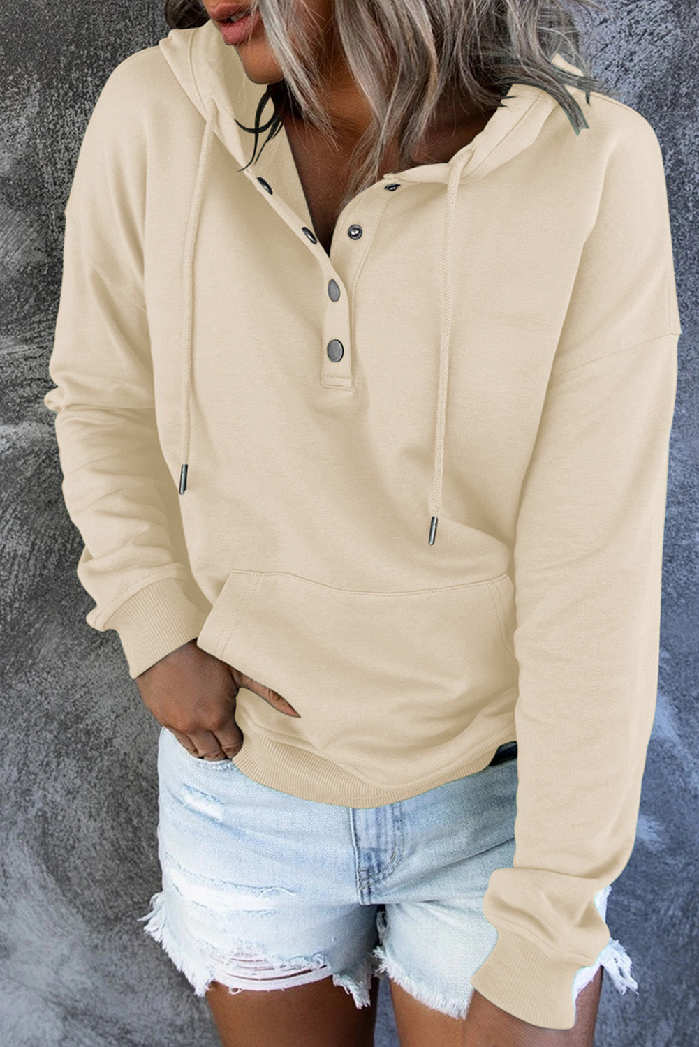 Full Size Dropped Shoulder Long Sleeve Hoodie with Pocket