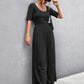 Women's Scoop Neck Half Sleeve Wide Leg Jumpsuit