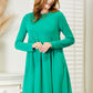 Zenana Full Size Teal Long Sleeve Flare Dress with Pockets