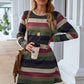 Women's Candida Striped Round Neck Long Sleeve Dress