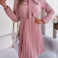Women's Obsessed Tie Neck Balloon Sleeve Pleated Dress
