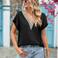 Full Size V-Neck Cuffed Blouse