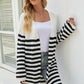 SavannahTree Striped Open Front Longline Cardigan