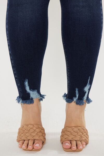 Kancan Full Size Cat's Whiskers Raw Hem High Waist Jeans *