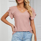 Eyelet V-Neck Short Sleeve T-Shirt