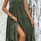 Women's Decorative Button Scoop Neck Tiered Sleeveless Dress