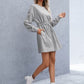 Drawstring Round Neck Dropped Shoulder Mini Dress