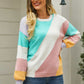 ZELDAlea Color Block Round Neck Long Sleeve Sweater