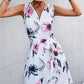 Women's Printed Zip Detail Belted Sleeveless Dress