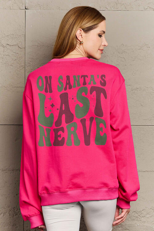 Simply Love Full Size Christmas Themed Letter Graphic Long Sleeve Sweatshirt